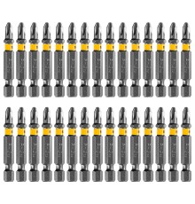 Бита PH2х50, сталь легированная S2, 30 шт., шестигранный профиль, пластиковая коробка, Е 6,3 Denzel