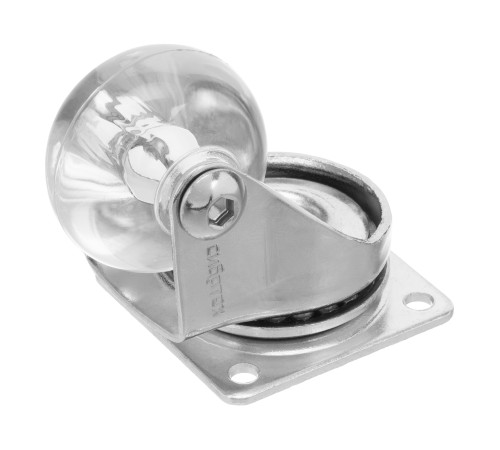 Колесо ПУ прозрачное поворотное d-35 мм, крепление платформенное Сибртех