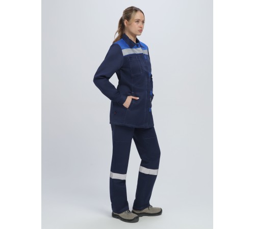 Костюм женский Весна-1 СОП CH (тк.Смесовая,210) брюки, т.синий/васильковый