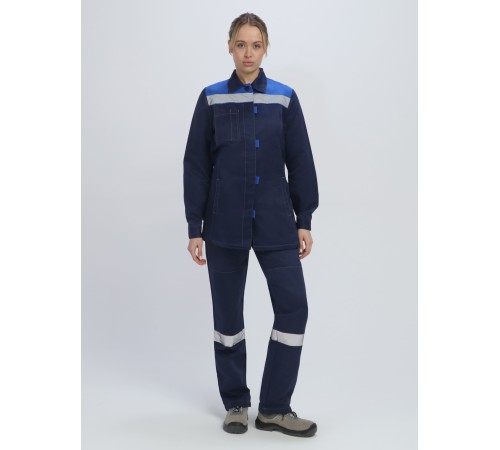 Костюм женский Весна-1 СОП CH (тк.Смесовая,210) брюки, т.синий/васильковый