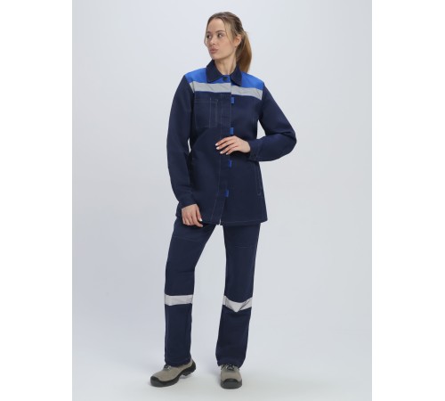 Костюм женский Весна-1 СОП CH (тк.Смесовая,210) брюки, т.синий/васильковый