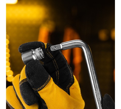 Вороток Г-образный, 150*40 мм, квадрат 1/4", CrV, матовый хром Denzel