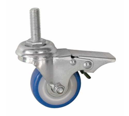 Колесо аппаратное поворотное SCtvb 25 50 мм с болтом и тормозом (синяя резина) Колесо аппаратное поворотное SCtvb 25 50 мм с болтом и тормозом (синяя резина)