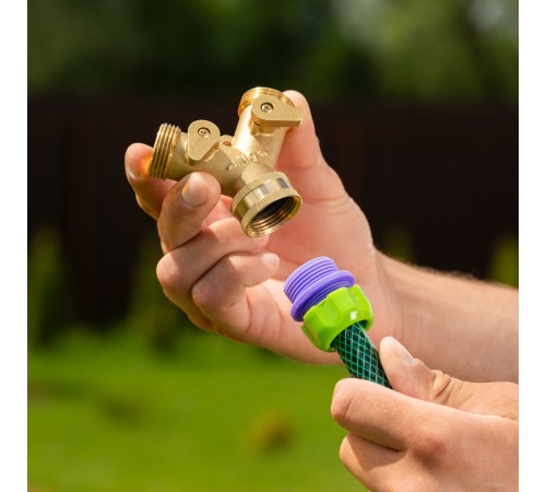 Разветвитель двухканальный, регулируемый, внешняя и внутренняя резьба 3/4, латунный Palisad