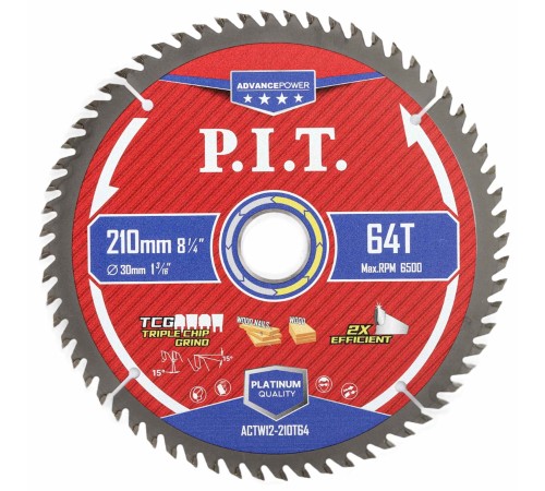Диск пильный по дереву P.I.T. ACTW12-210T64