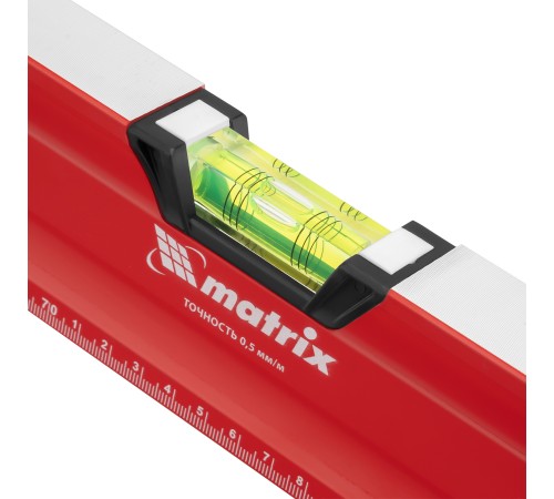 Уровень алюминиевый, магнит, фрезерованный, 3 глазка (1 зеркальный), двухкомпонентные рукоятки, 1500 мм Matrix