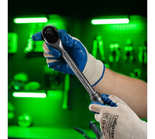 Ключ-трещотка телескопический 1/2", 300-430 мм, 72 зуба, с быстрым сбросом Сибртех