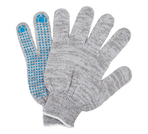 Перчатки трикотажные, х/б, 200 пар, ПВХ точка, 4 нити, 10 класс Сибртех