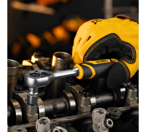 Ключ-трещотка 1/4", 90 зубьев, с быстрым сбросом, CrV Denzel