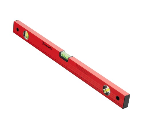 Уровень алюминиевый, 600 мм, 3 глазка, красный, линейка Matrix