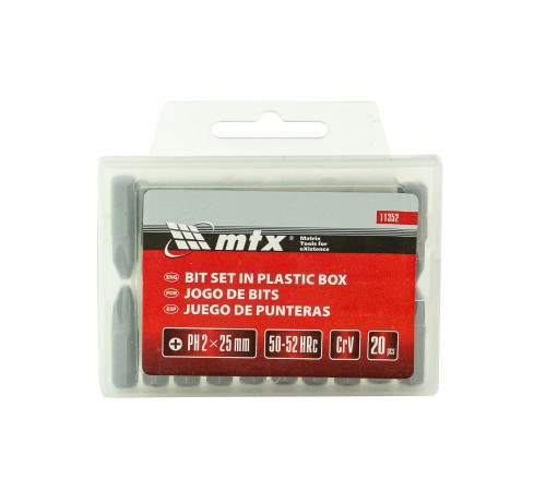 Набор бит PH2 x 25 мм, сталь 45Х, 20 шт, пластиковый бокс Matrix