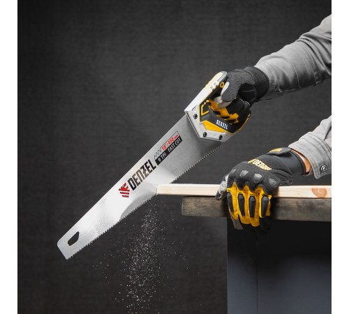 Ножовка по дереву, 450 мм, 9 TPI, зуб 3D, металлопластиковая рукоятка Denzel