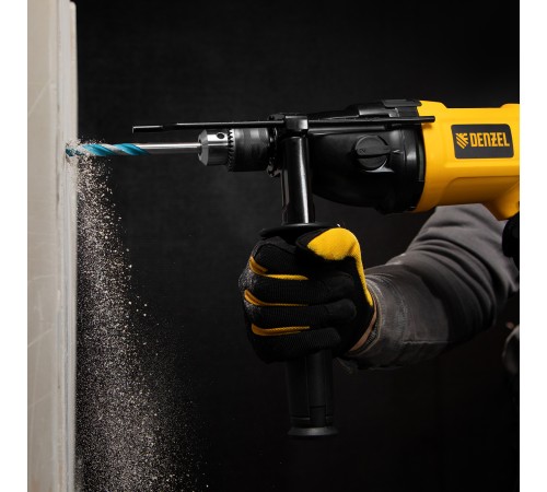 Дрель ударная ID-1050-2, 1050 Вт, 0-3000/0-1100 об/мин, 0-48000/0-17600 уд/мин, 2 скорости Denzel