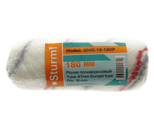 Валик сменный 180 мм, акрил, ворс 18 мм, ручка D 8 мм Sturm!