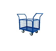 Тележка платформенная TOR ТП-2С (600х900) с бортами из сетки и двумя ручками (колеса 125 мм)