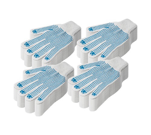 Перчатки трикотажные, х/б, 200 пар, ПВХ точка, 6 нитей, 10 класс Сибртех