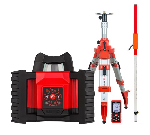 Комплект: ротационный нивелир RGK SP-312 с калибровкой + элевационный штатив RGK SH-170 + рейка RGK LR-2 + дальномер RGK DL100