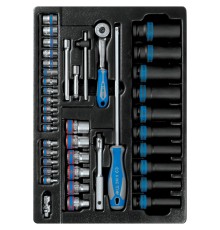 Набор ударных головок 1/2" и торцевых головок 1/4" с принадлежностями, ложемент, 40 предметов KING TONY 9-7540MR