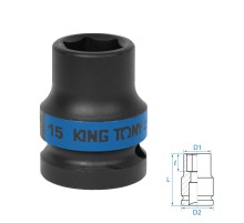 Головка торцевая ударная шестигранная 1/2", 15 мм KING TONY 453515M Головка торцевая ударная шестигранная 1/2", 15 мм KING TONY 453515M