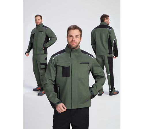 Куртка ProfLineLeader (тк.Хлопок/Спандекс,260), хаки/черный