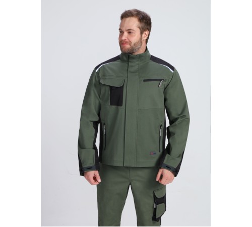 Куртка ProfLineLeader (тк.Хлопок/Спандекс,260), хаки/черный