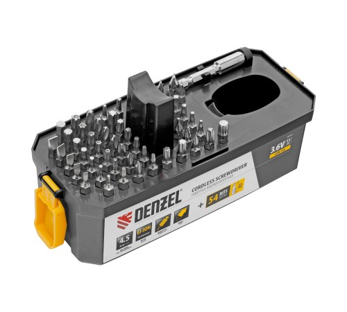 Отвертка аккумуляторная CSH-3.6, 54 биты, Li-Ion, 3,6 В// Denzel