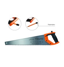Ножовка по дереву, с карандашом, 500мм, 11-12TPI, 3D, серия Кулибин, Sturm! Ножовка по дереву, с карандашом, 500мм, 11-12TPI, 3D, серия Кулибин, Sturm!
