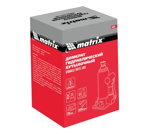 Домкрат гидравлический бутылочный, 2 т, h подъема 158-308 мм Matrix