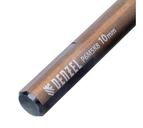 Набор сверл по металлу, 1-10 мм, Р6М5К8-TiN, Golden Tip, 19 шт Denzel