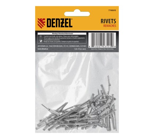 Заклепки алюминиевые, 1/8"-1/2", 3 х 12 мм, 50 шт Denzel