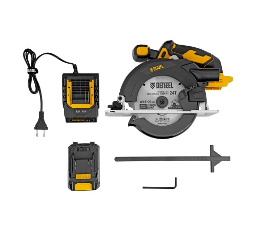 Пила циркулярная аккумуляторная CCSH-20-165, 165 мм, Li-Ion, 20 В// Denzel