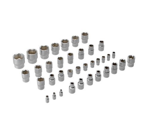 Набор инструментов, 1/2", 1/4", CrV, S2, пластиковый кейс, 122 предмета Denzel