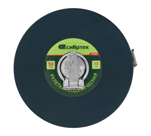 Рулетка геодезическая 50 м х 13 мм, закрытый корпус, фибергласовая лента Сибртех Рулетка геодезическая 50 м х 13 мм, закрытый корпус, фибергласовая лента Сибртех