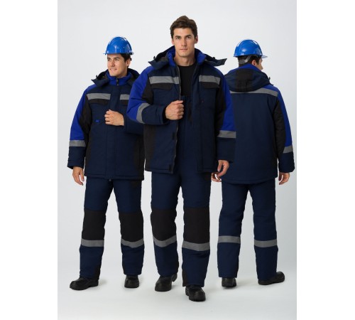 Костюм зимний Фаворит-Мега (тк.Протек,240) п/к, т.синий/черный/васильковый