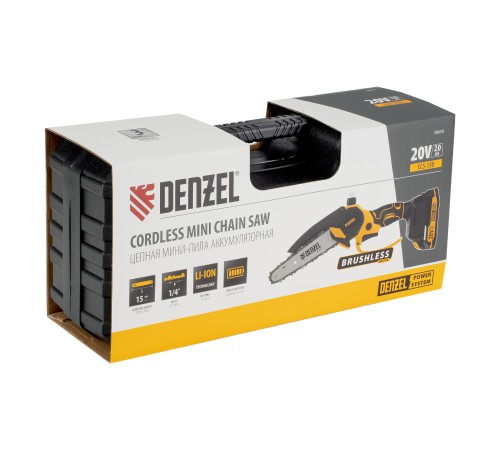 Цепная мини-пила аккумуляторная бесщет., CCS-150, шина 150 мм, Li-Ion, 20 В Denzel