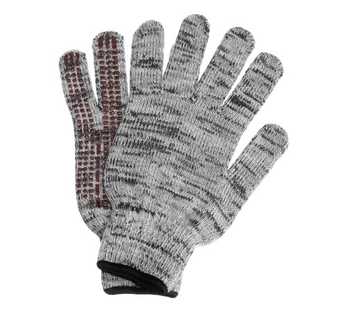 Перчатки трикотажные, акрил, усиленные, ПВХ-гель Протектор, цвет: мулине, 10 класс Сибртех