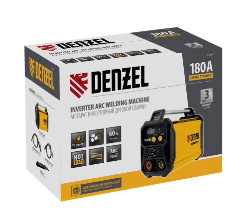Аппарат инвертор. дуговой сварки DM-180 Standart, 180 А, ПВ 60%// Denzel Аппарат инвертор. дуговой сварки DM-180 Standart, 180 А, ПВ 60%// Denzel