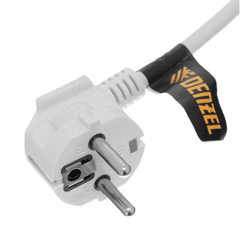 Шнур сетевой Energy Series, ПВС, 1,5 м, 3 x 1,5 мм, с неразборной вилкой, белый, Denzel