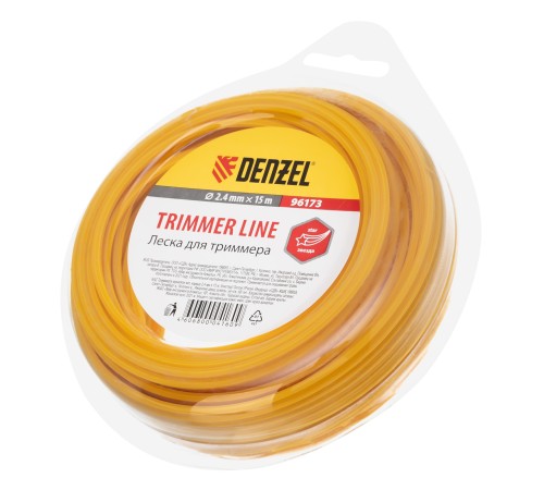 Леска для триммера, звезда, 2.4 мм х 15 м Denzel