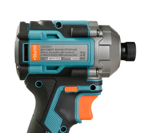 CD250H Винтоверт ударн б/щ Sturm!, 18В, 1BatterySystem, 250Нм, 1/4", 1x4.0Ач, кейс CD250H Винтоверт ударн б/щ Sturm!, 18В, 1BatterySystem, 250Нм, 1/4", 1x4.0Ач, кейс