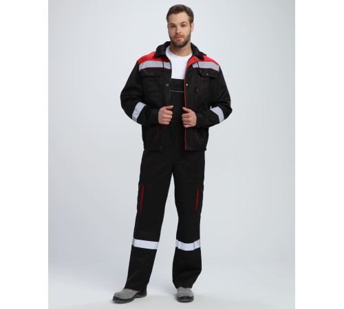 Костюм Титан СОП с капюшоном (тк.Смесовая,210) п/к, черный/красный