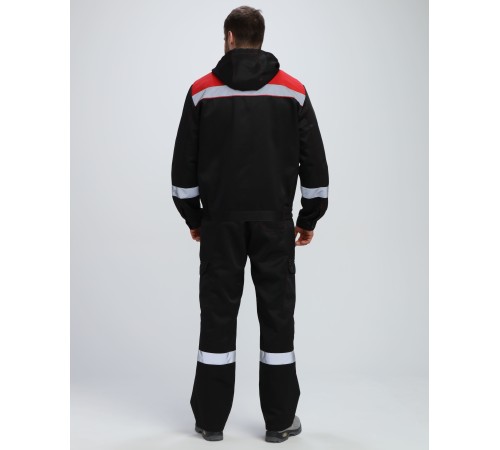 Костюм Титан СОП с капюшоном (тк.Смесовая,210) п/к, черный/красный