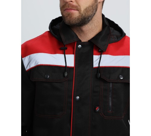 Костюм Титан СОП с капюшоном (тк.Смесовая,210) п/к, черный/красный