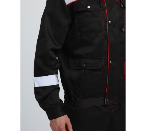 Костюм Титан СОП с капюшоном (тк.Смесовая,210) п/к, черный/красный