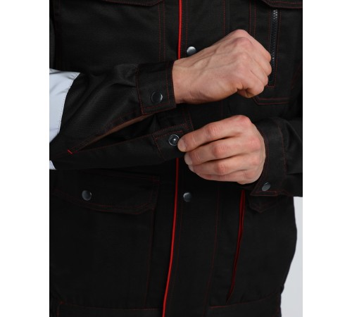 Костюм Титан СОП с капюшоном (тк.Смесовая,210) п/к, черный/красный