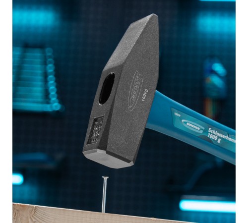 Молоток слесарный, 1000 г, квадратный боек, фибергласовая обрезиненная рукоятка Gross