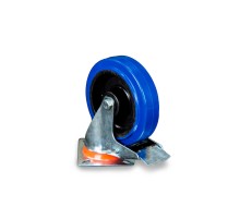 Колесо поворотное из эластичной резины MW100 125 мм с тормозом