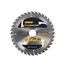 Пильный диск по дереву THIN KERF 190x30 мм, 36 зубьев, Hanskonner