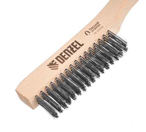 Щетка зачистная 4-х рядная, прямая проволока из нержавеющей стали с деревянной ручкой, EFP// Denzel