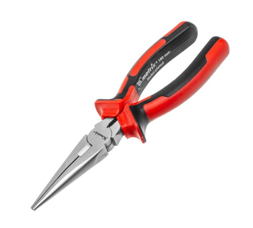 Длинногубцы прямые Nickel, 180 мм, никелированные, двухкомпонентные рукоятки Matrix